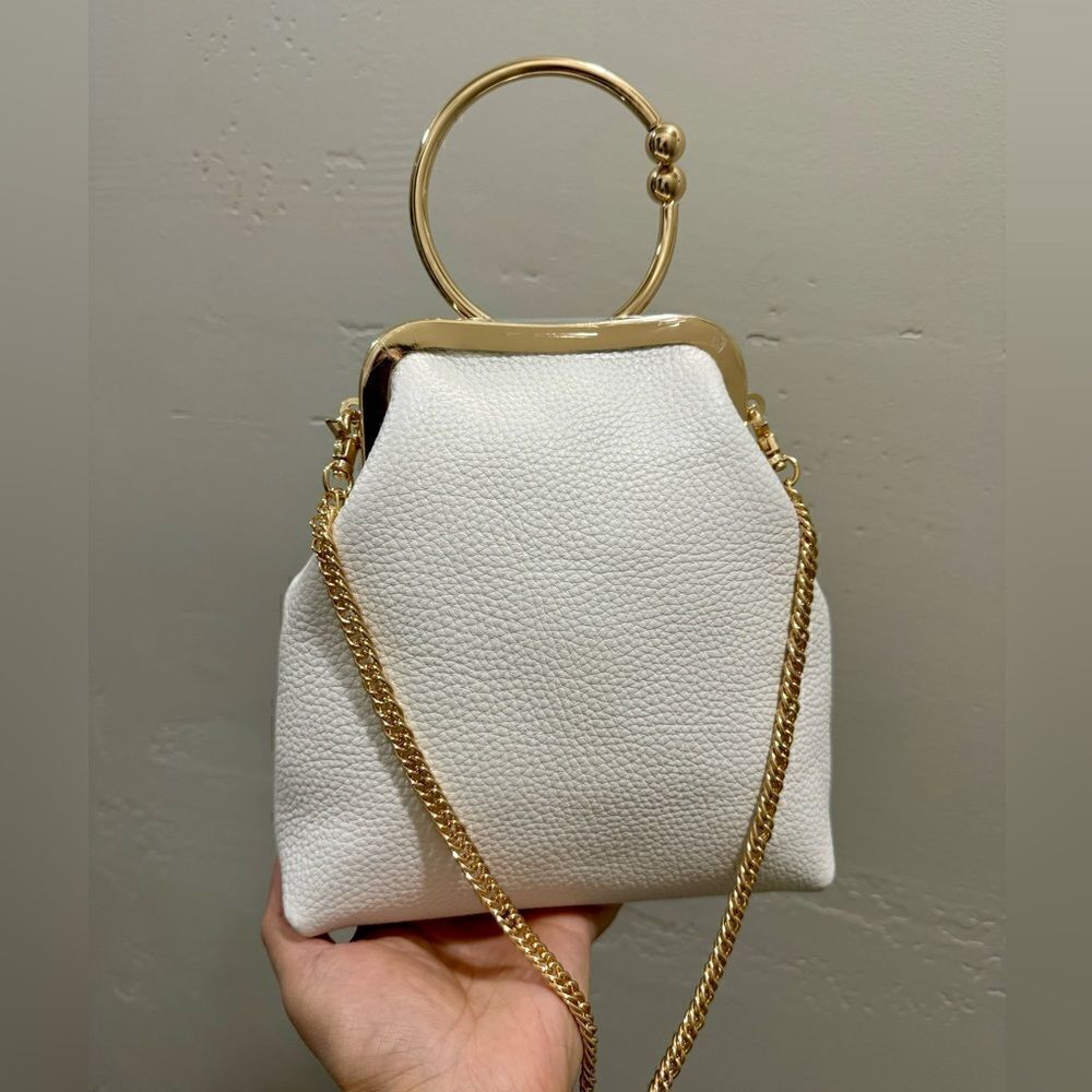 Vintage Oriental Style Genuine Premium Pebble Cowhide Kisslock Top Handle Bag